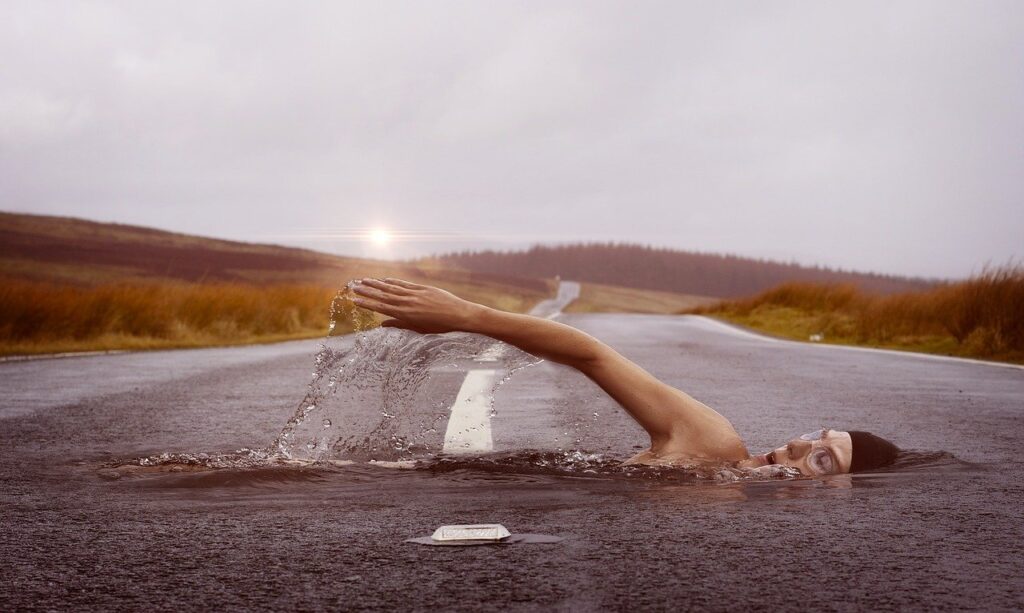 swimmer, swim, road-1678307.jpg